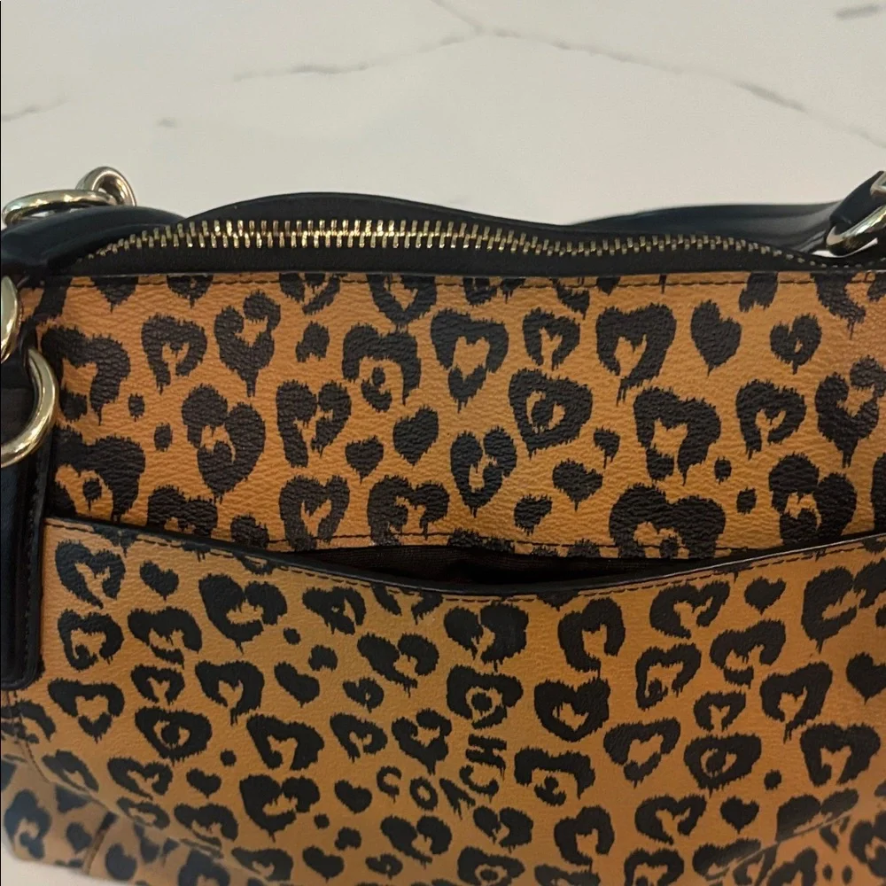 Coach Leopard-Print Tote in Brown and Black with Gold Hardware - Picture 5 of 8